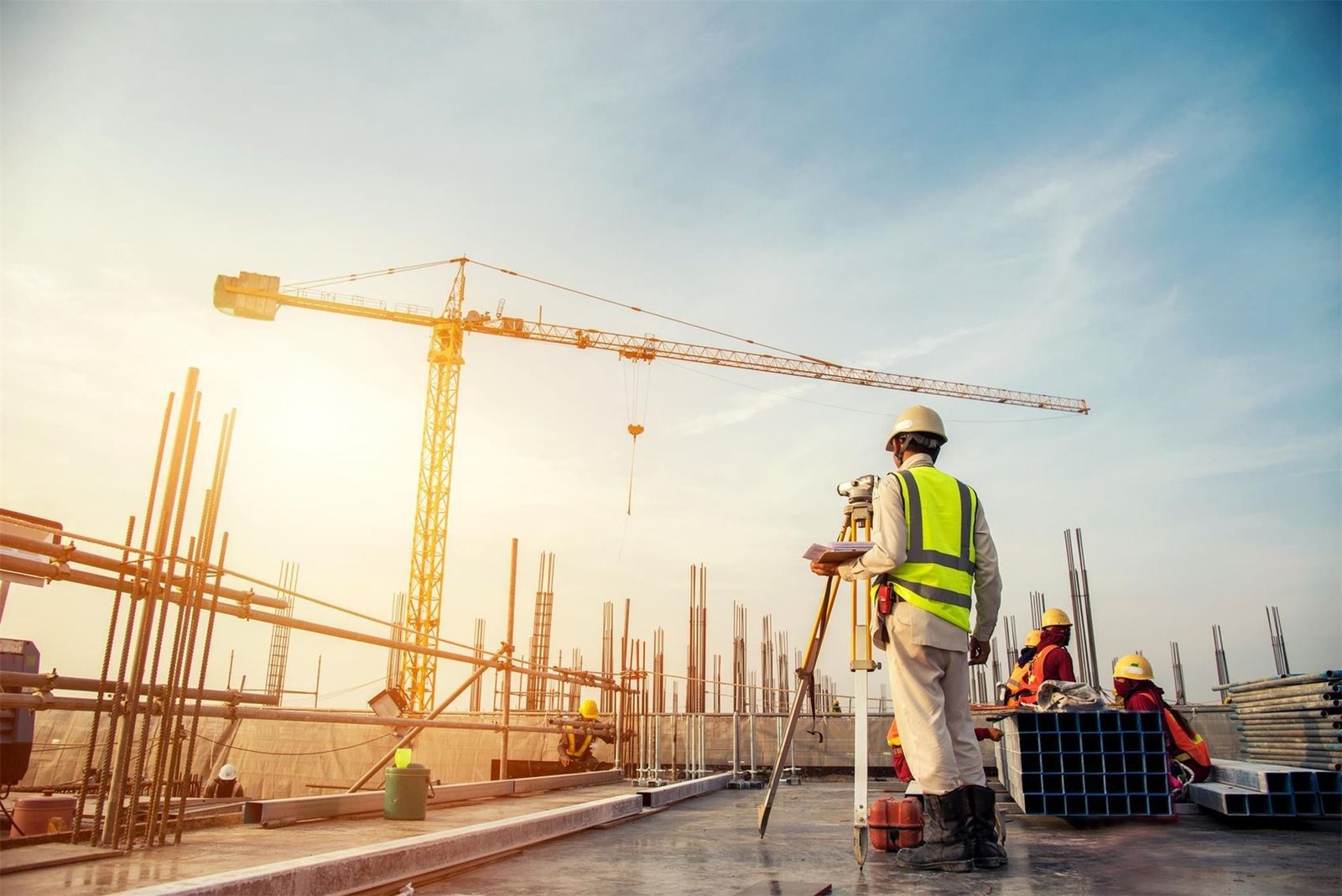 Structural works in progress on a construction site